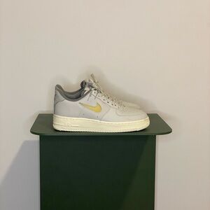 Nike Air Force 1 Low — Light Gray with Yellow Swoosh